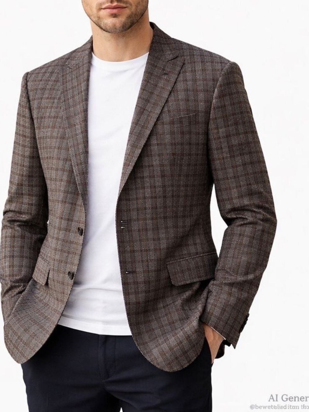 Limehaus Brown Check Blazer 36R Slim Fit Smart Casual Office Jacket Men